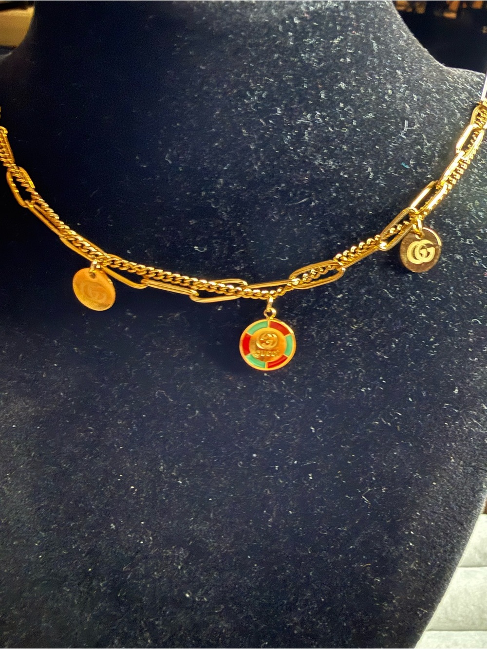 Fashion Jewelry Gold-Tone Charm Bracelet with Multicolor Enamel Medallion